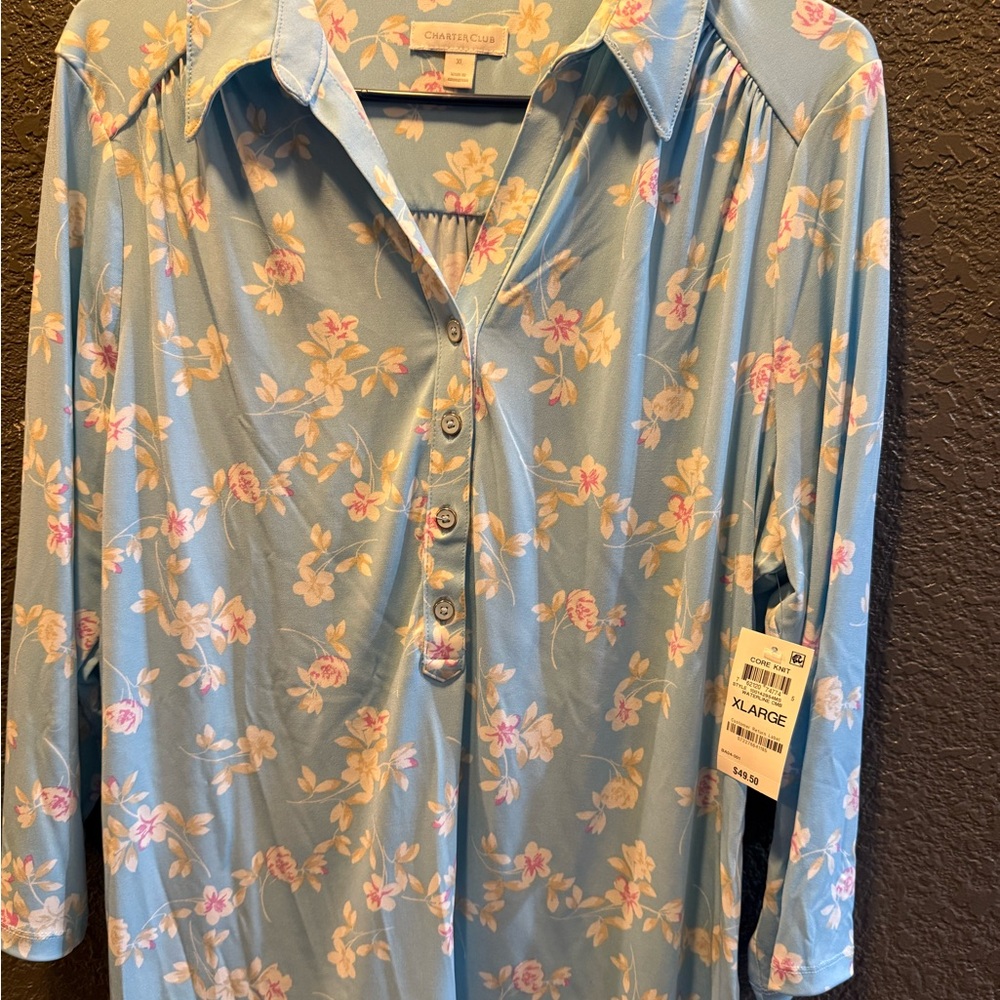 Charter Club Waterline Blue Knit Top